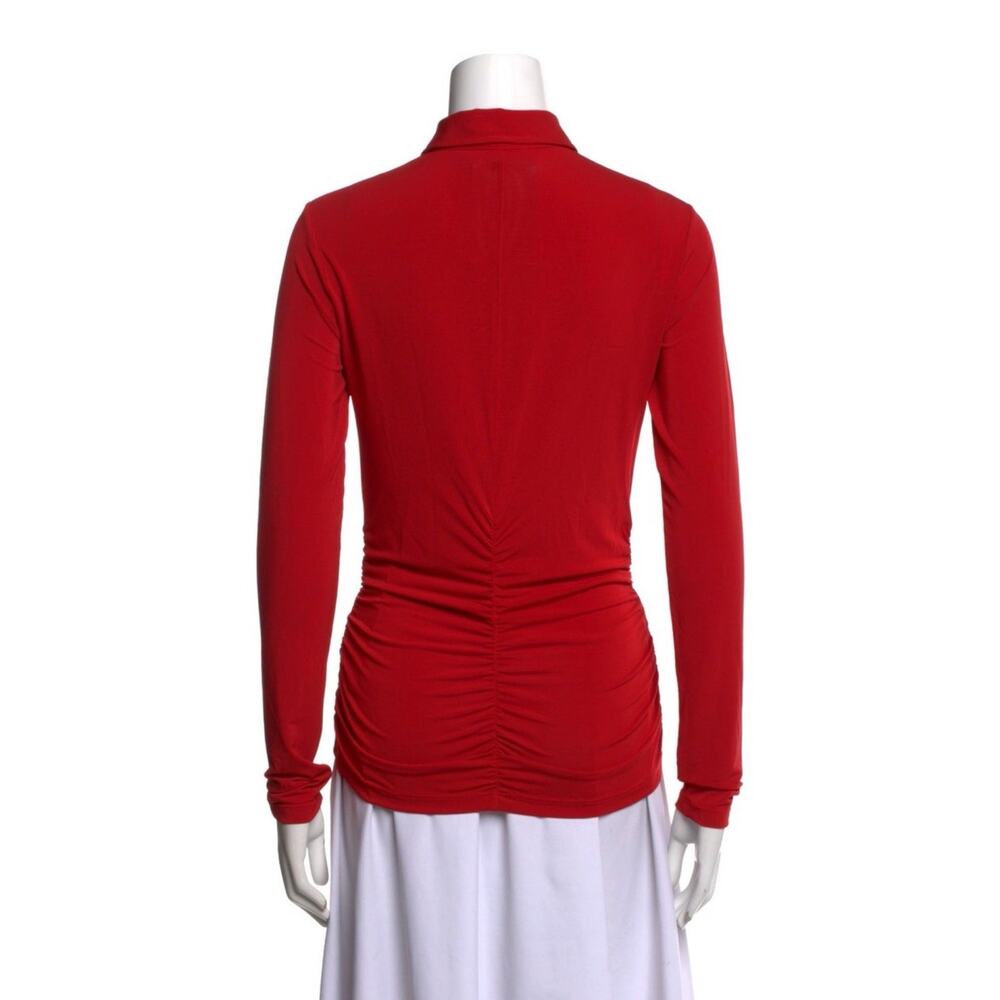 ALC Larsen Viscose Jersey Ruched Polo Cardigan Red M - Picture 4 of 4